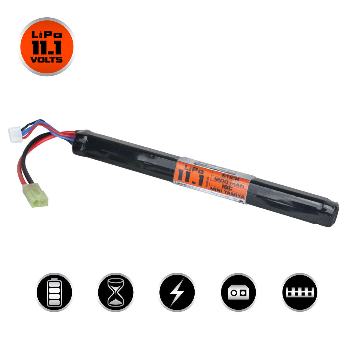 Valken LiPo 11.1v 1200mAh 15C/30C Long Stick